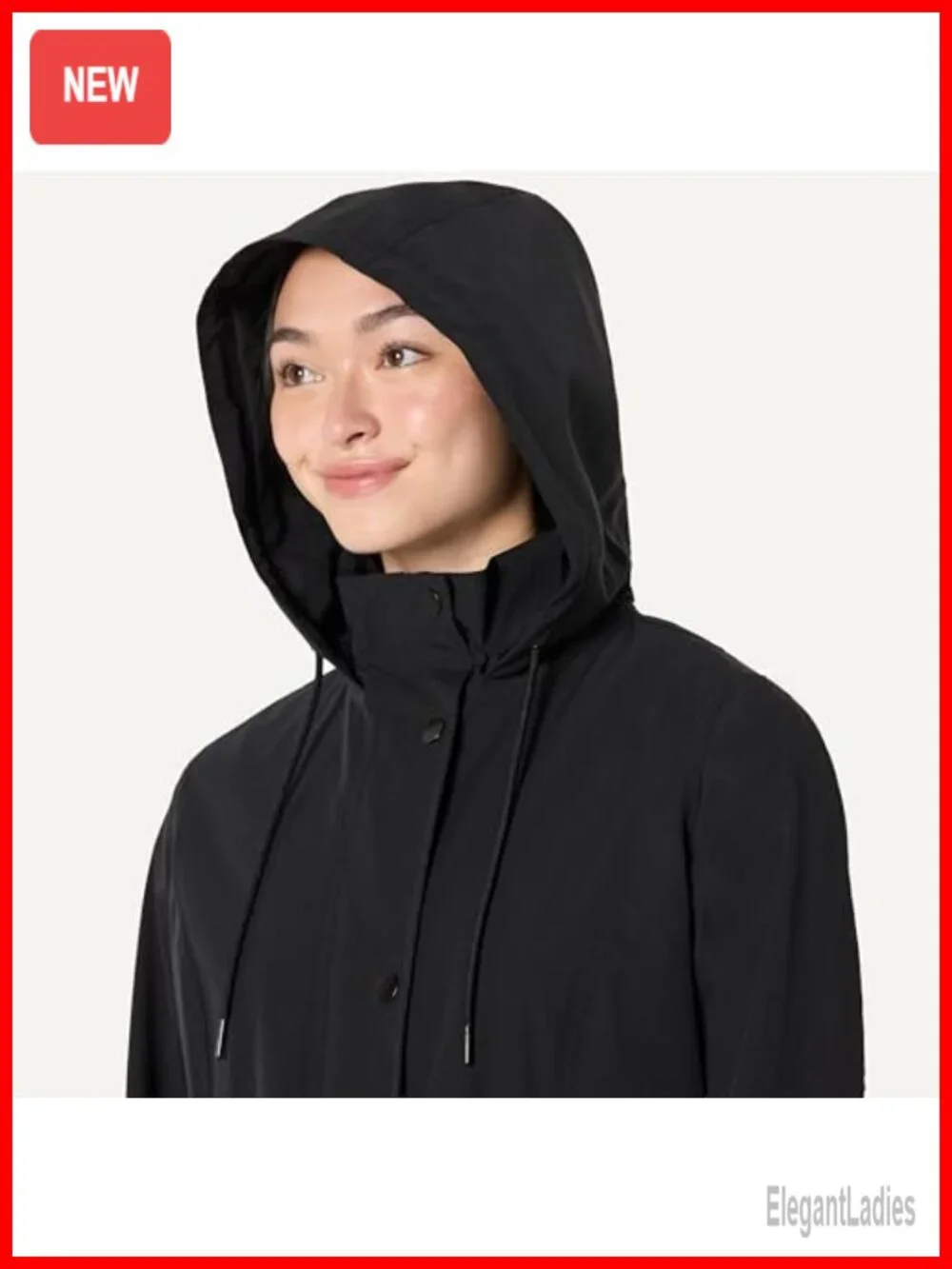 Women's Lightweight Waterproof Hooded Rain Jacket Relaxed Fit Long Sleeve Anorak